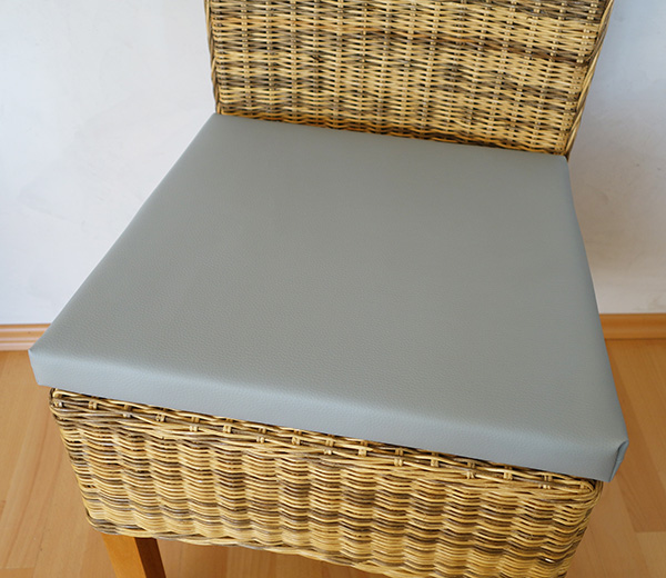4 x Cojín silla imitación cuero gris 40x40x3 cm